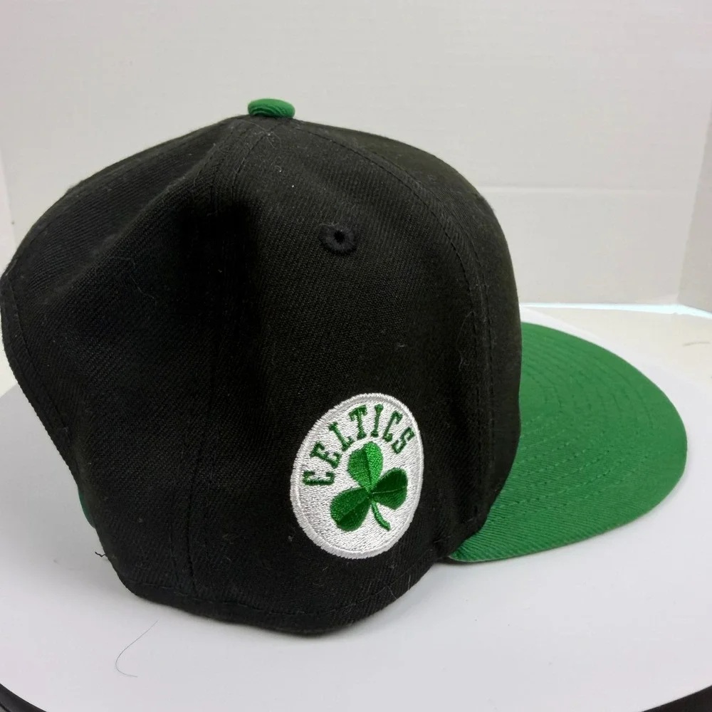 New Era 9FIFTY Boston Celtics Youth Snapback Hat Black Green NBA Cap Logo Patch